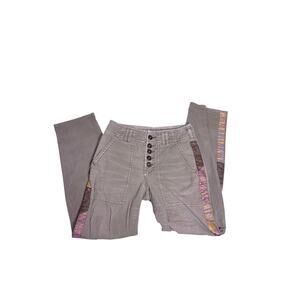 Pilcro Anthropologie Wanderer Jeans Women 25W/S Olive Green Striped Paisley Boho